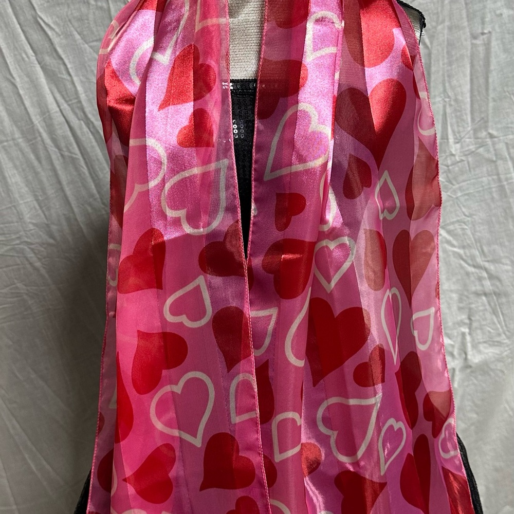 Pink and Red Heart Scarf